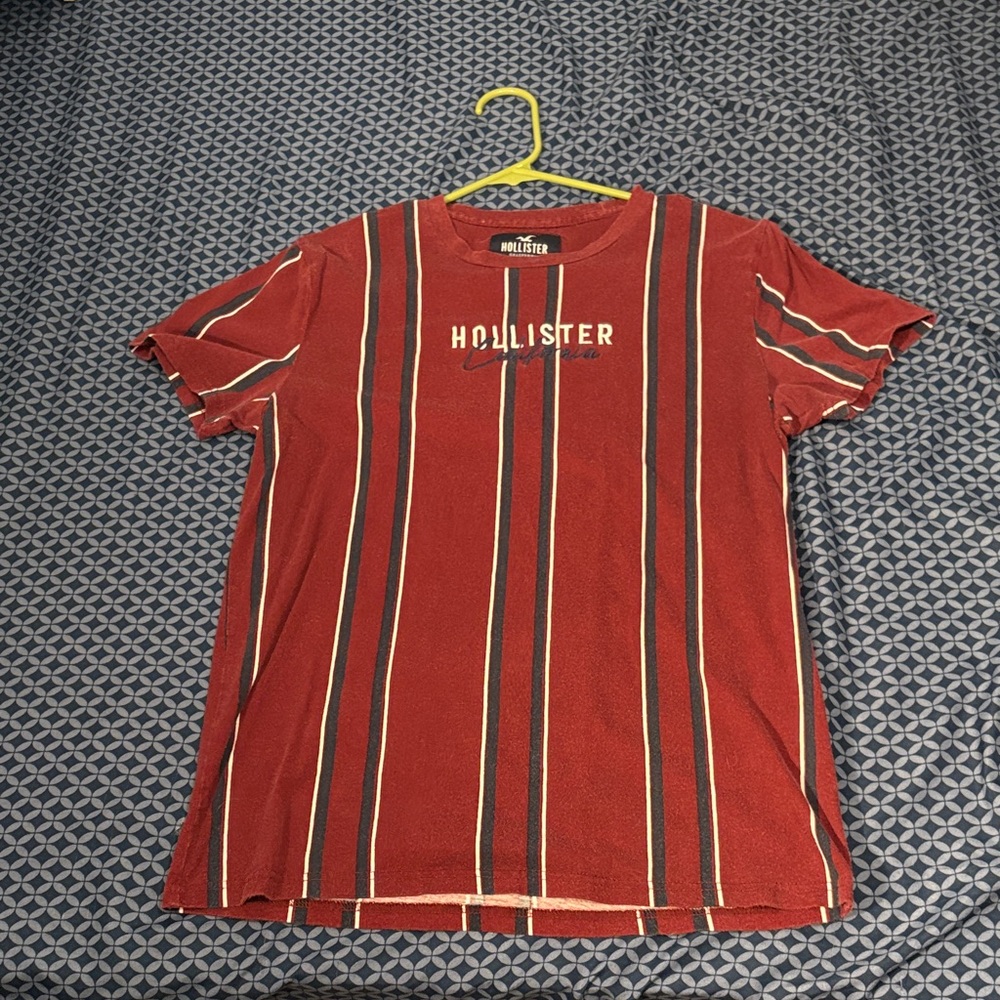 Hollister Red and Black Striped Tee